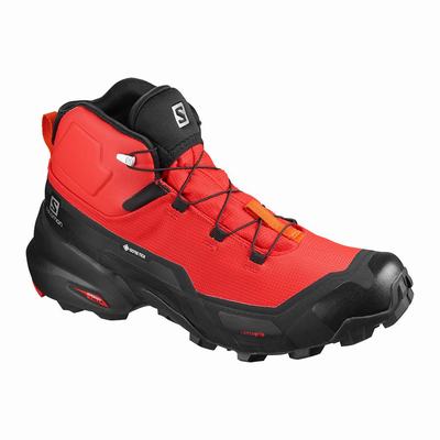 Férfi Salomon CROSS HIKE MID GORE-TEX Túrabakancs SA7651209 Fekete/Piros Narancssárga